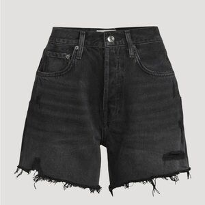 Agolde High Waist Riley  Denim Distressed Jean Shorts Black 22